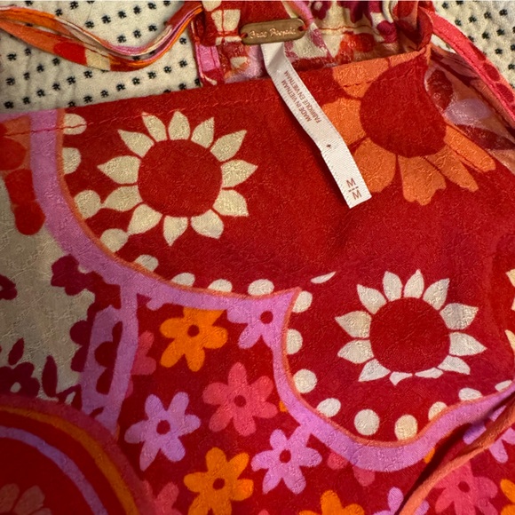 Free People retro Red Halter Tie Front Tank Top medium - Picture 3 of 3